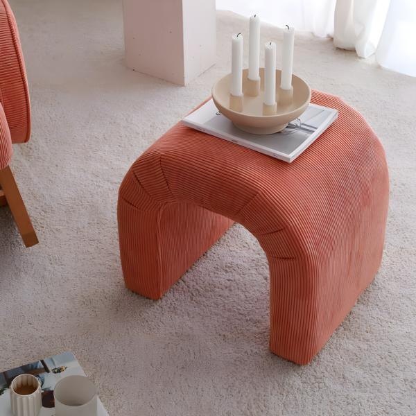 Hocker Fußhocker Puff Ottomane Sitz Stoff Wohnzimmer Sitzhocker Rot