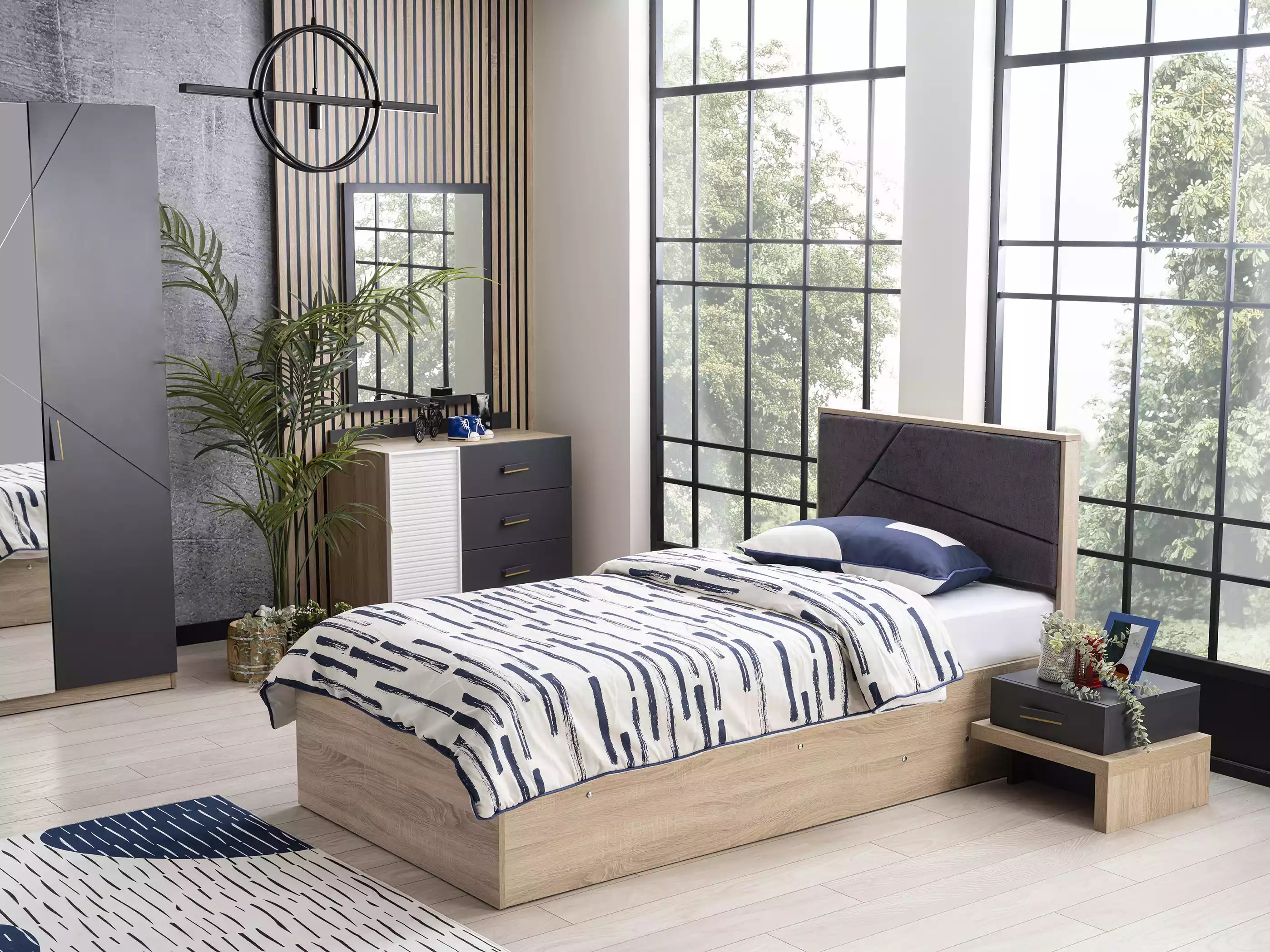 Kinderbett Bettkasten Bett Bettrahmen Holz Grau Kinderzimmer Betten