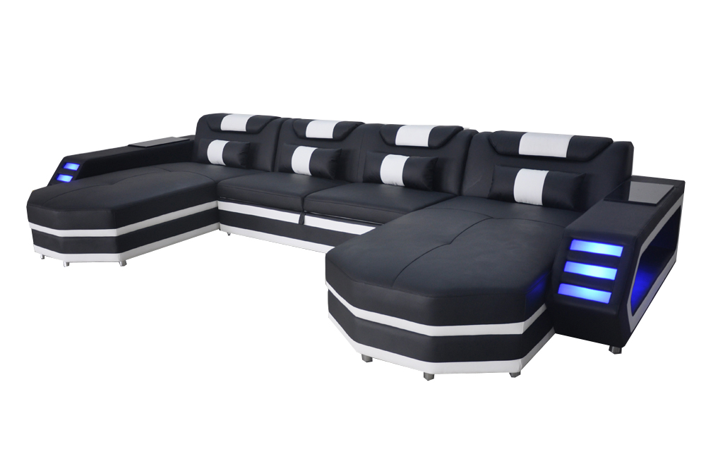 Design Leder Polster Sitz Ecke Leder Polster Eck Landschaft Zimmer Neu Wohn Sofa