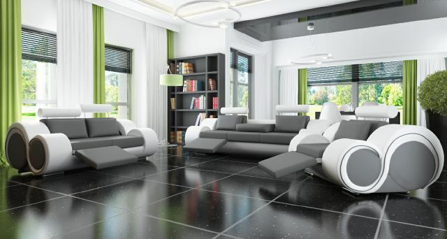 Leder Sofa Sofagarnitur 321 Sitz USB Couchgarnitur Polstergarnitur BERLIN Couch