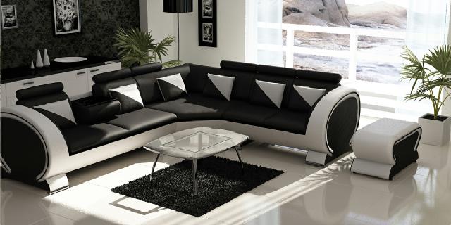 Leder Couch Polster Sitz Wohnlandschaft Design Modern Eck Garnitur Sofa mit USB