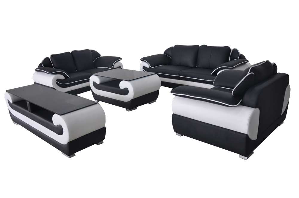 Leder Modern XXL Couch Wohnlandschaft Sofa Garnitur Sitz 3+2+1 D04 + Tisch + RTV
