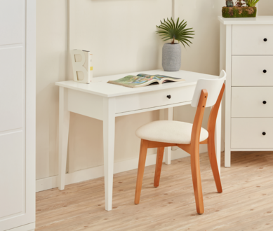 Schreibtisch Sekretär mit Stuhl Set 2tlg. Tische Kompakter Tisch Weiß 100x60