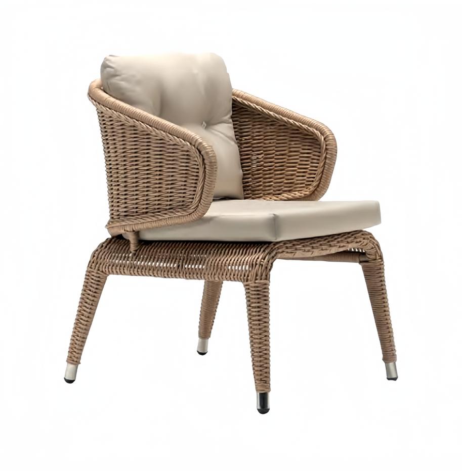 Stilvoll Modern Rattan Sessel 1 Sitzer Beige Terrasse Luxus Design Möbel
