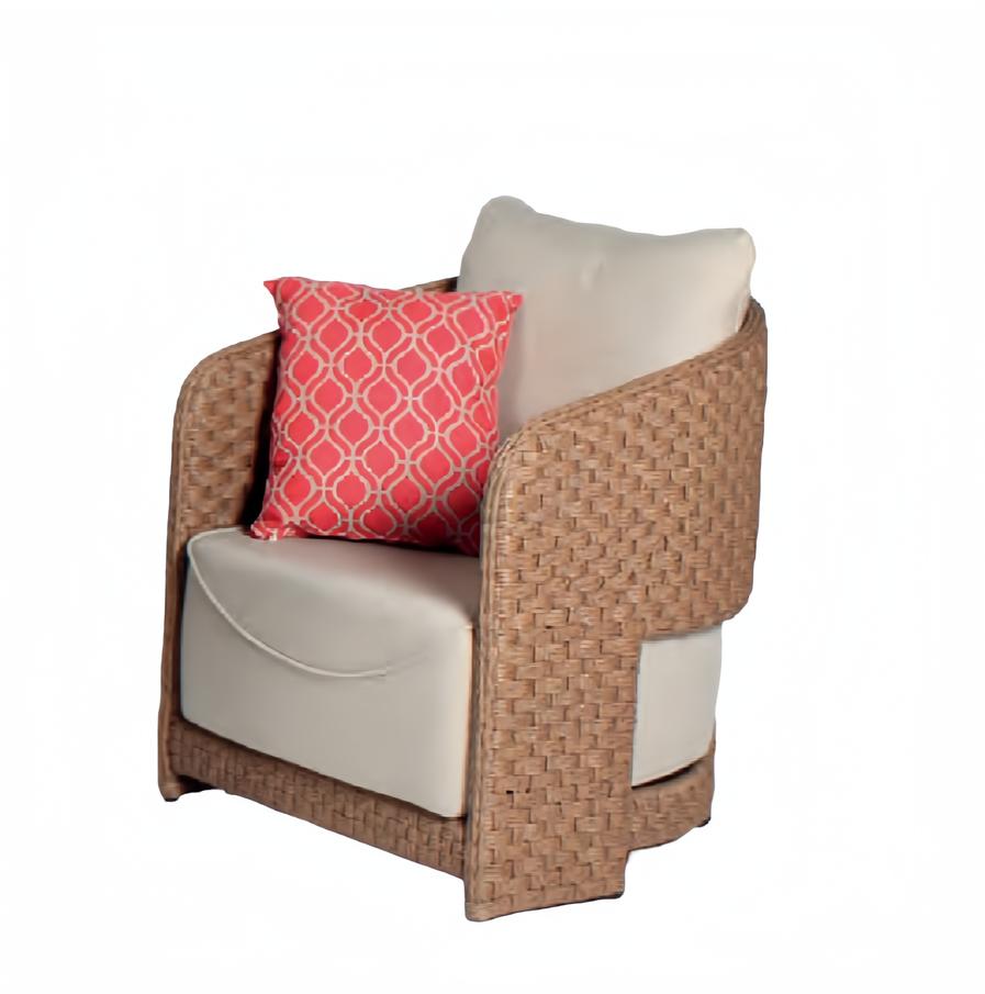 Sessel Textil Stoff Holz 1-Sitzer Couch Kissen Rot Terrasse Modern