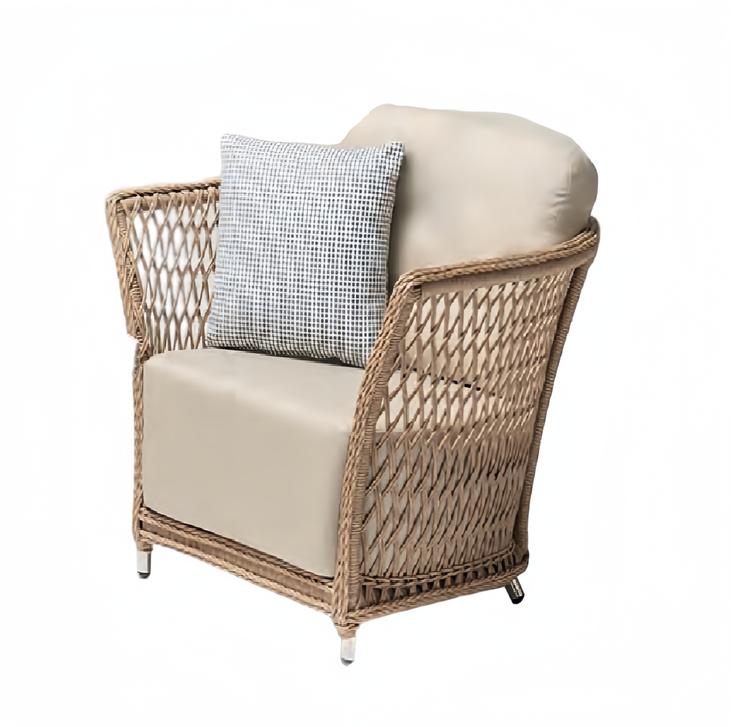 Sessel Beige Rattan Design Elegantes luxuriöse Möbel Modern 1 Sitzer Sessel