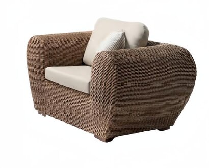 Sessel Rattan Braun Terrasse Elegantes Möbel Modern 1 Sitzer stilvoll Sessel