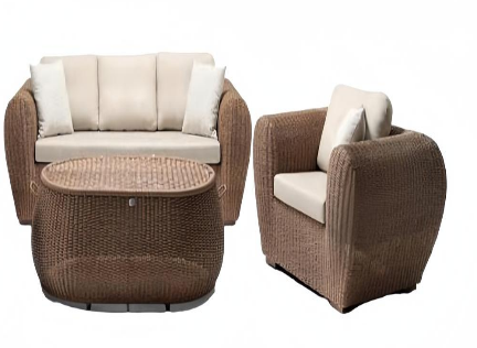 Sofagarnitur set 3 Sitzer Sofas Sessel Couchtisch Terrasse Moderner Braun set