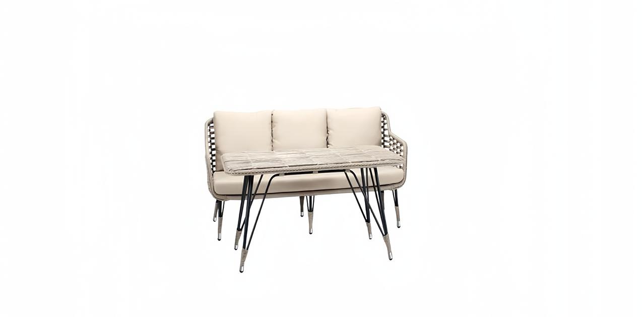 Sofa 3 Sitzer Couchtisch Sofas Dreisitzer Luxus Gartenmöbel Garnitur Modern 2tlg