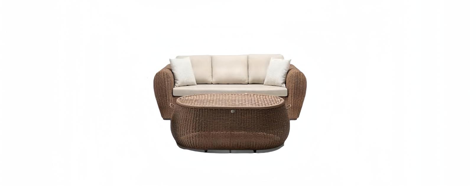 Sofa 3 Sitzer Couchtisch Garnitur Sofas Dreisitzer Rattan Tisch Luxus Modern