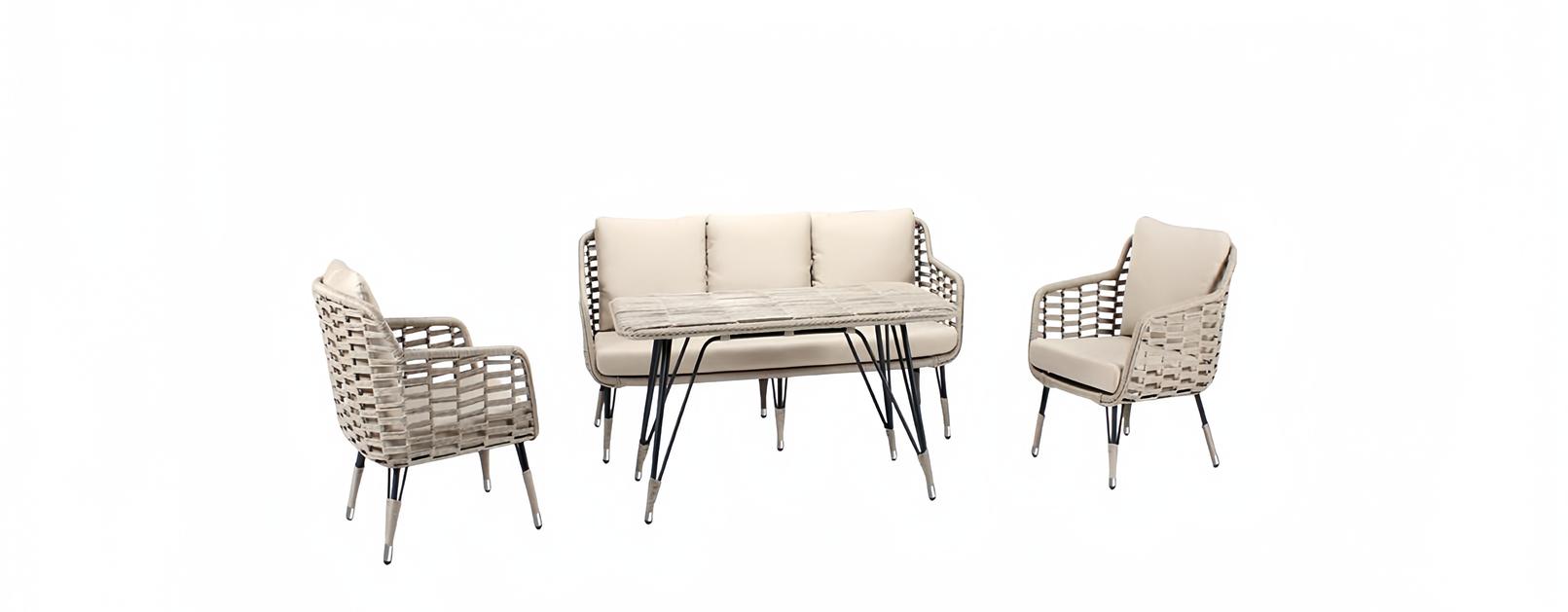 Sofagarnitur Rattanmöbel Gartenmöbel Terrasse Set Lounge Balkon Outdoor 4tlg.