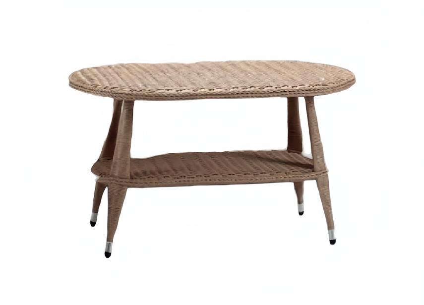 Couchtisch Beige Luxus Möbel Patio Design Rattan Oval Modern Hochwertig Möb