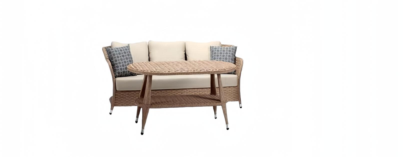 Garnitur Sofa 3 Sitzer Couchtisch Sofas Dreisitzer Rattan Tisch Luxus Modern