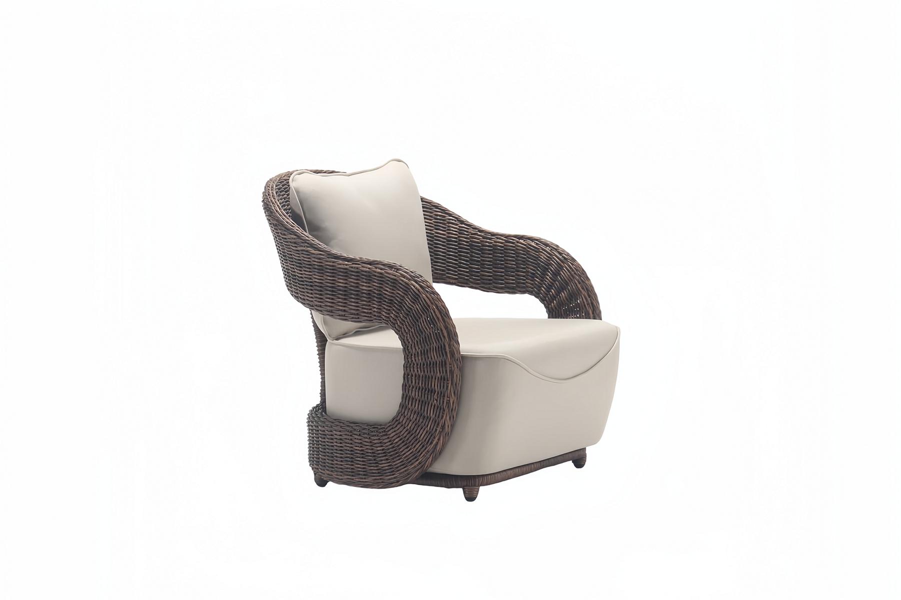 Sessel Beige Terrasse Design Elegantes Möbel Modern 1 Sitzer Sessel luxuriöse