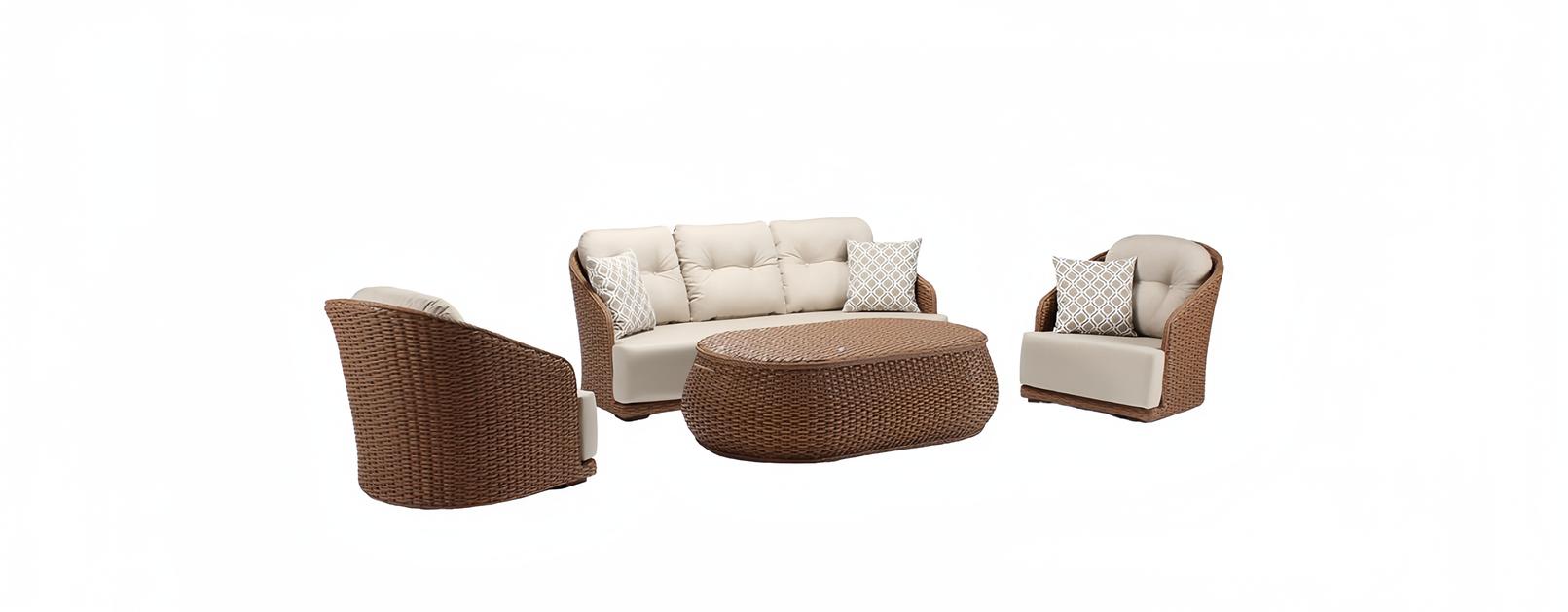 Rattanmöbel Outdoor Balkonmöbel Terrassenmöbel Gartenmöbel Sitzgarnitur 4tlg.