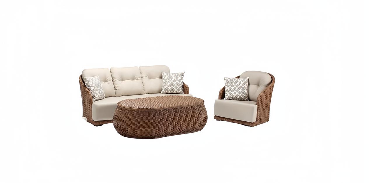 Rattanmöbel Garnitur Gartenlounge Balkonmöbel Loungemöbel Terrassenmöbel 3tlg