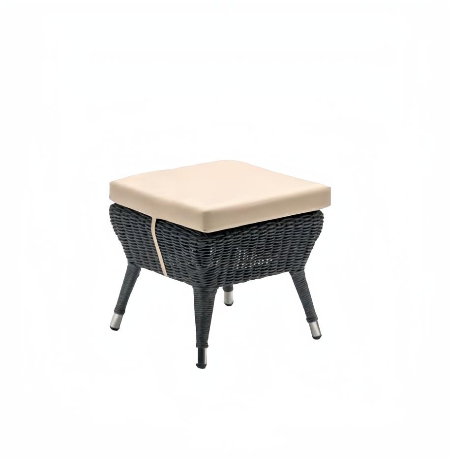 Hocker Grau Modern Hochwertig Rattan Sitzhocker Sitzpouf Designer stilvoll Möbel