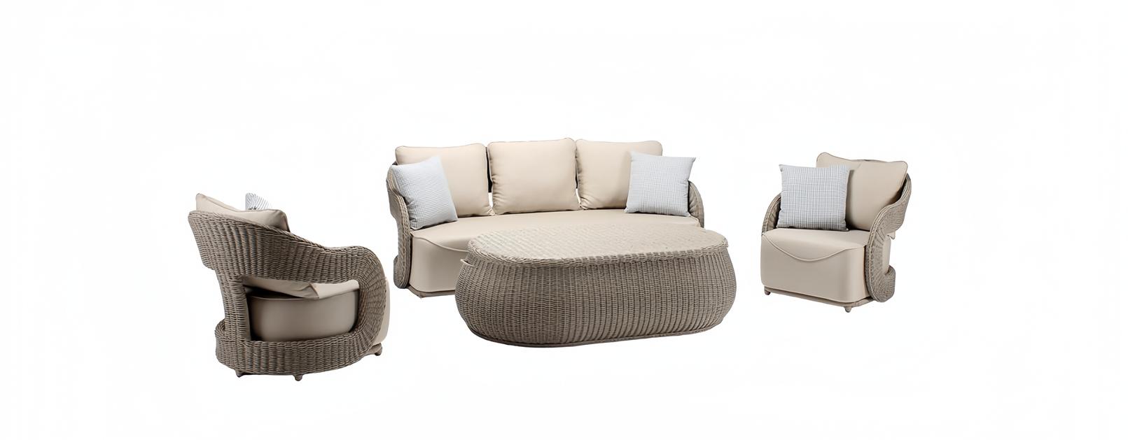 Outdoor Rattanmöbel Gartenmöbel Sitzgarnitur Terrassenmöbel Balkonmöbel 4tlg.