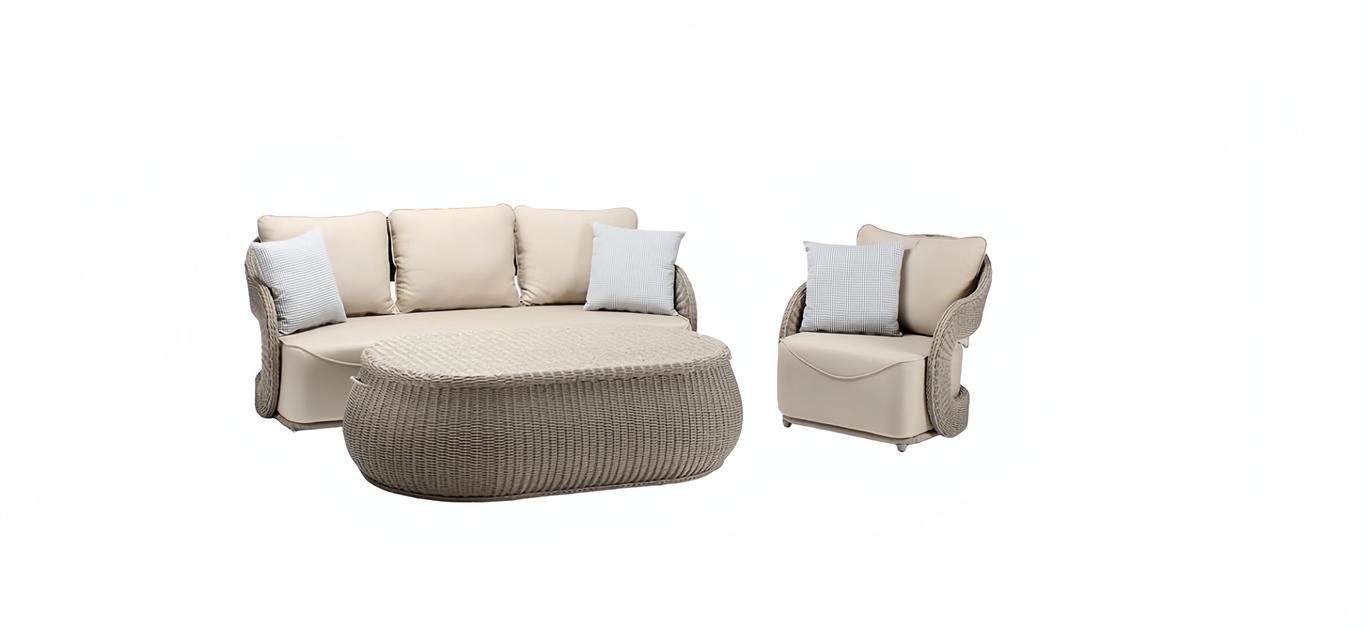 Rattanmöbel Garnitur Gartenlounge Sofagarnitur Loungemöbel Terrassenmöbel 3tlg