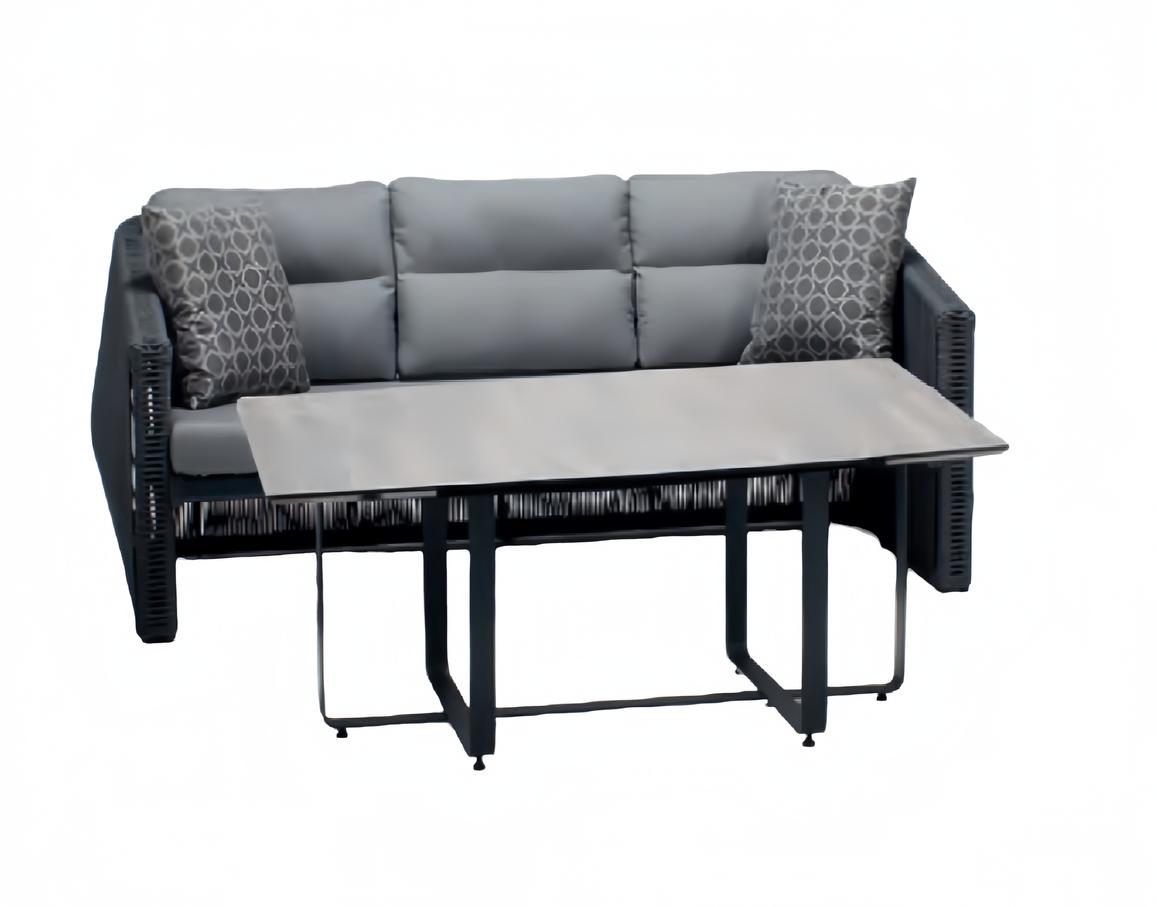 Garnitur Sofa 3 Sitzer Couchtisch Sofas Dreisitzer Rattan Luxus Modern Möbel