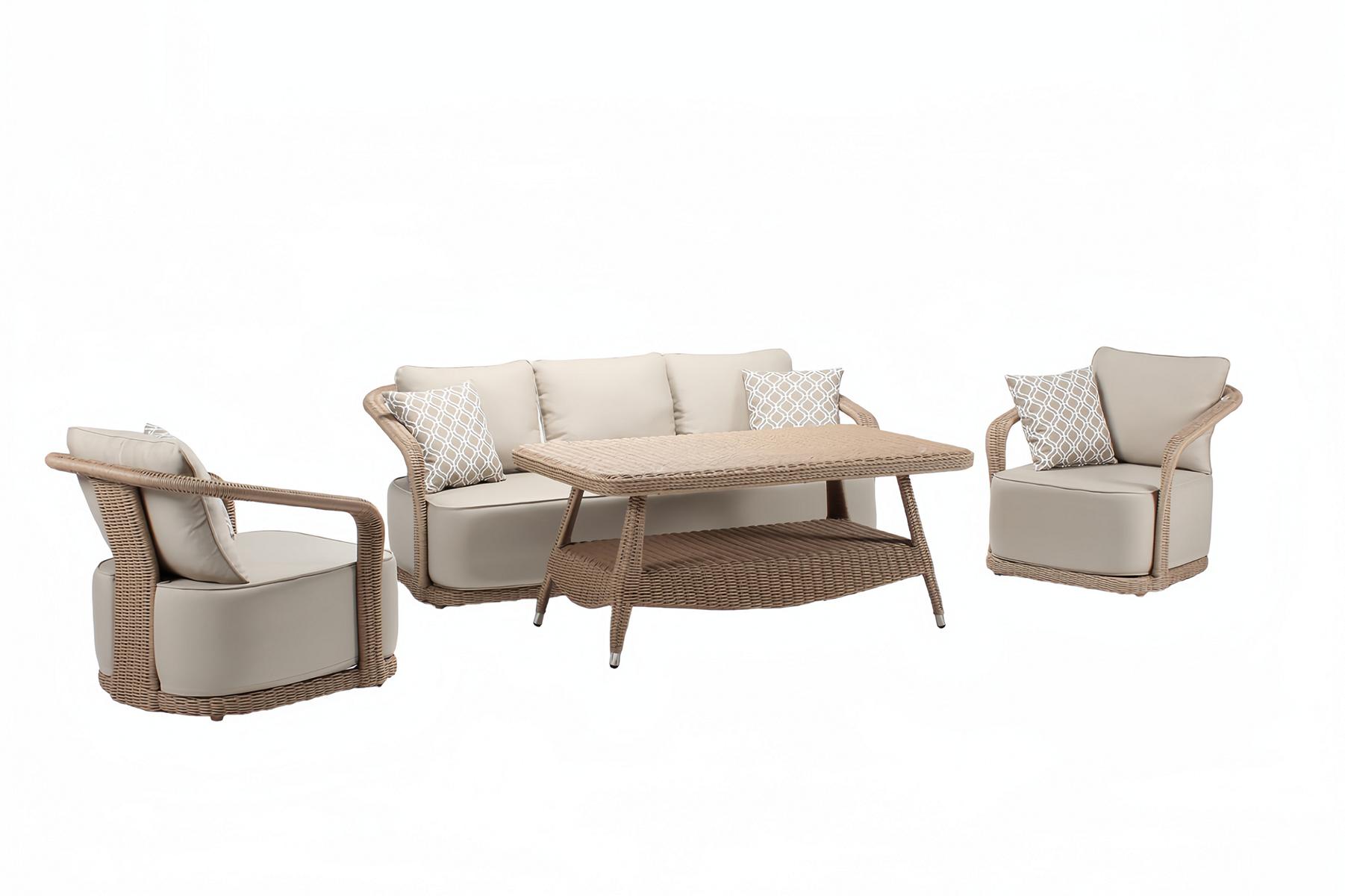 Rattanmöbel Outdoor Balkonmöbel Gartenmöbel Sitzgarnitur Terrassenmöbel 4tlg.