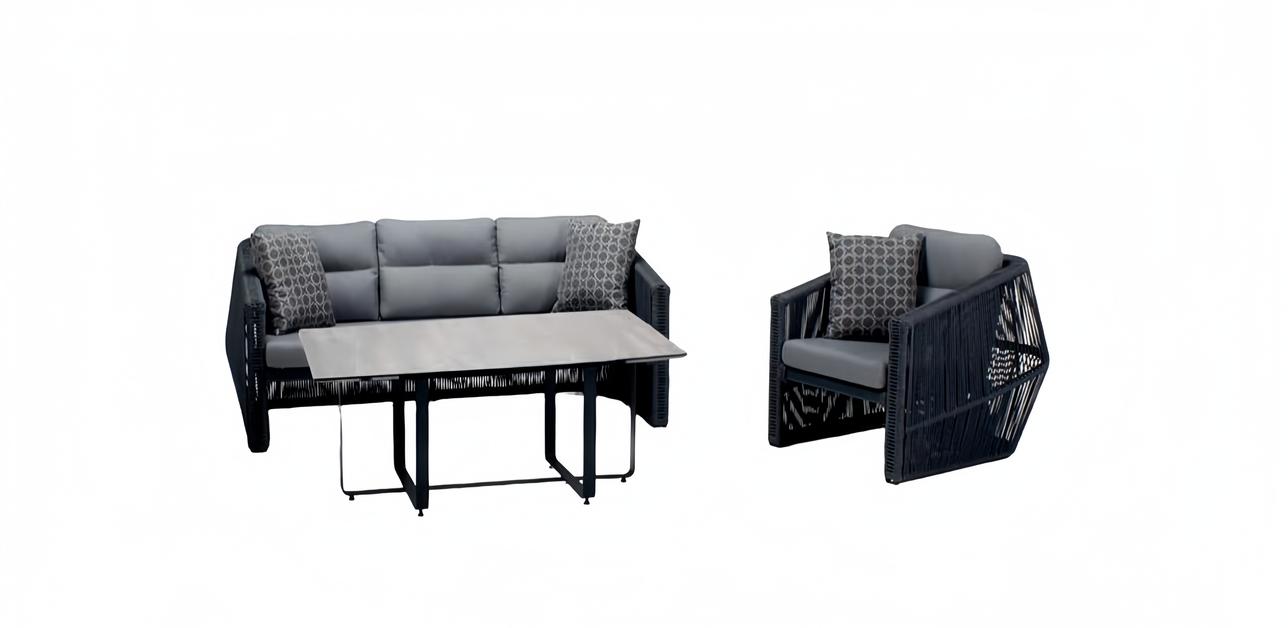 Rattanmöbel Garnitur Loungemöbel Terrassenmöbel Gartenlounge Balkonmöbel 3tlg
