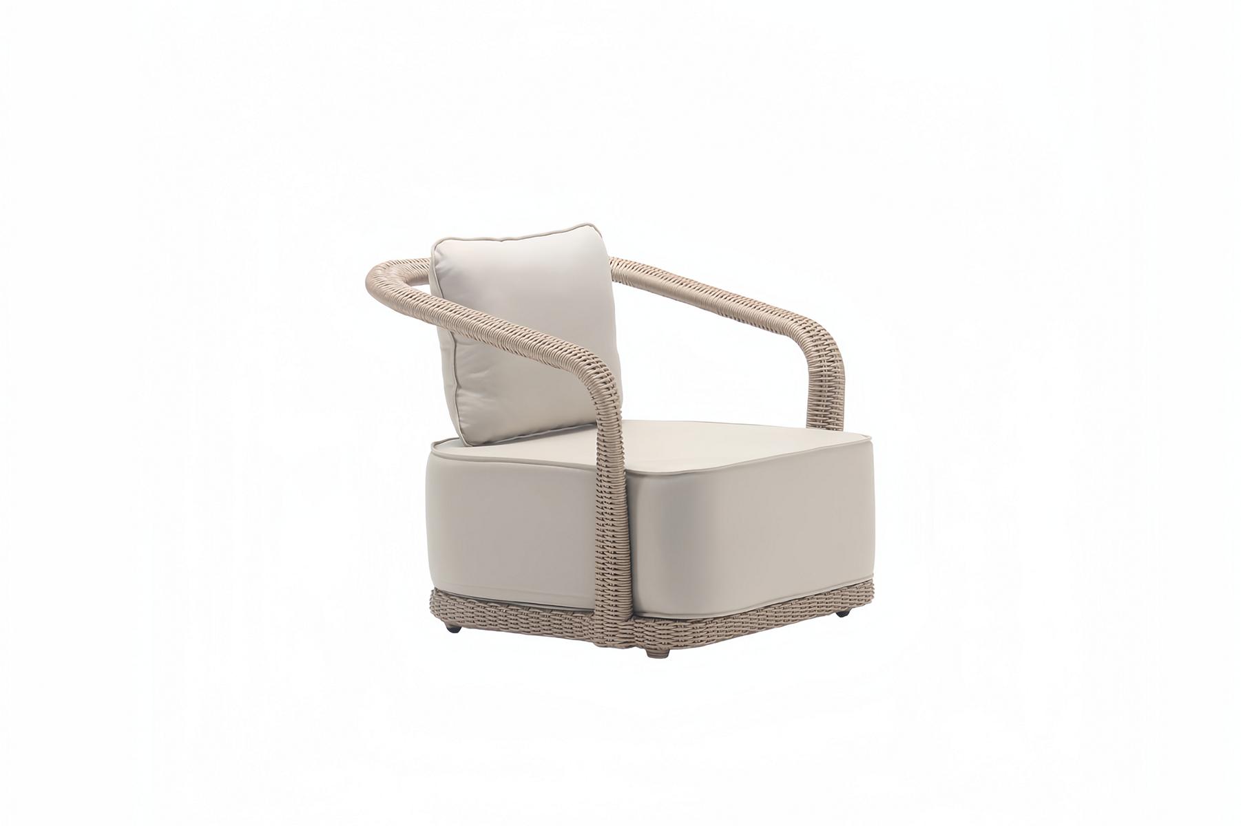 Sessel Beige Terrasse Design Elegantes Möbel Modern 1 Sitzer Luxus Sessel