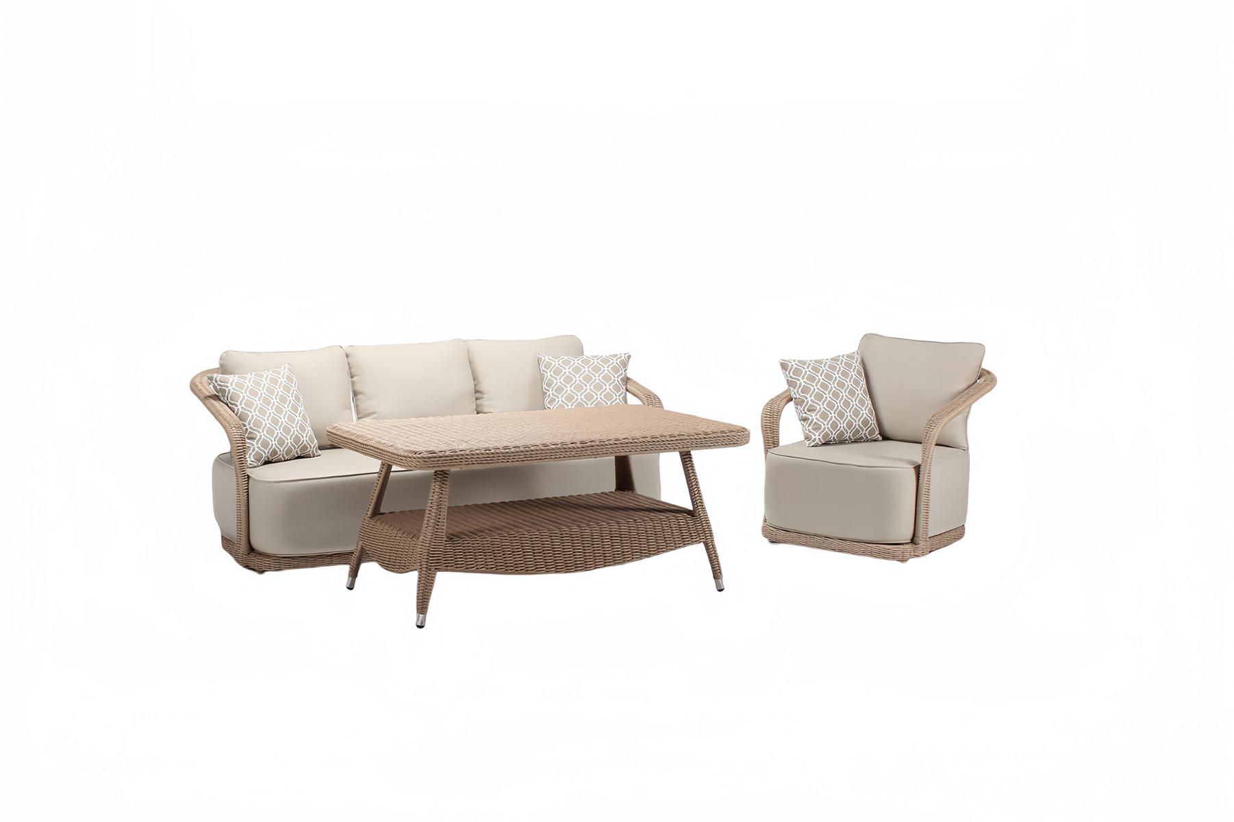 Rattanmöbel Garnitur Balkonmöbel Loungemöbel Terrassenmöbel Gartenlounge 3tlg