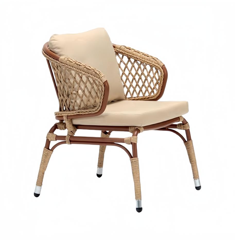 Sessel Beige Luxuriöser Rattanstuhl moderner Terrassen hochwertiger stilvolle