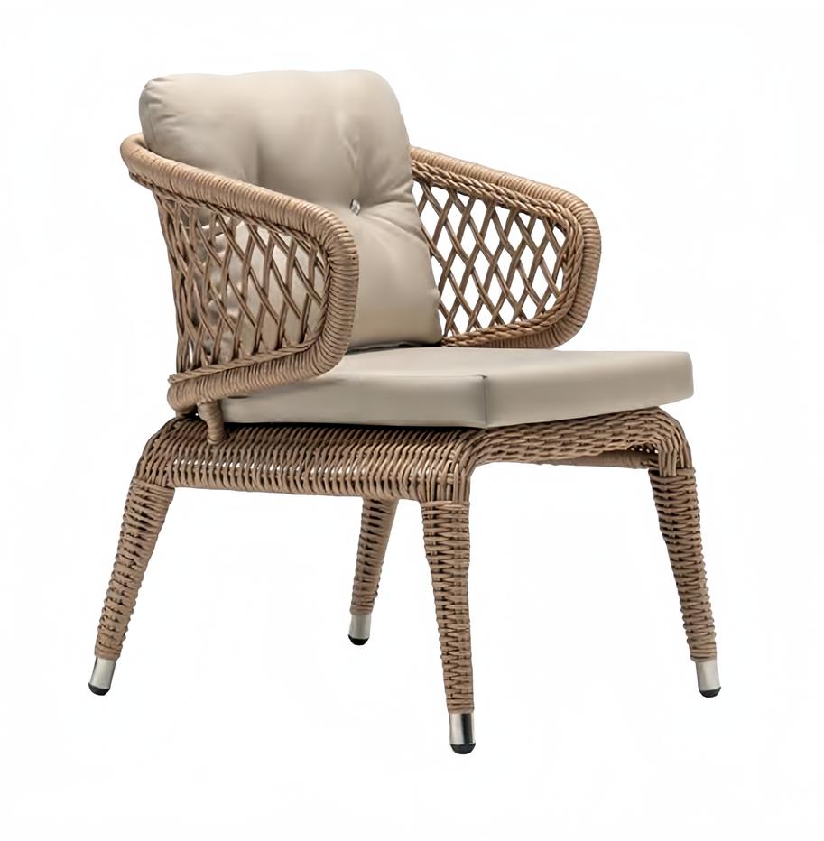 Sessel Rattan Beige Luxuriöser moderner Terrassen hochwertiger stilvolle Möbel