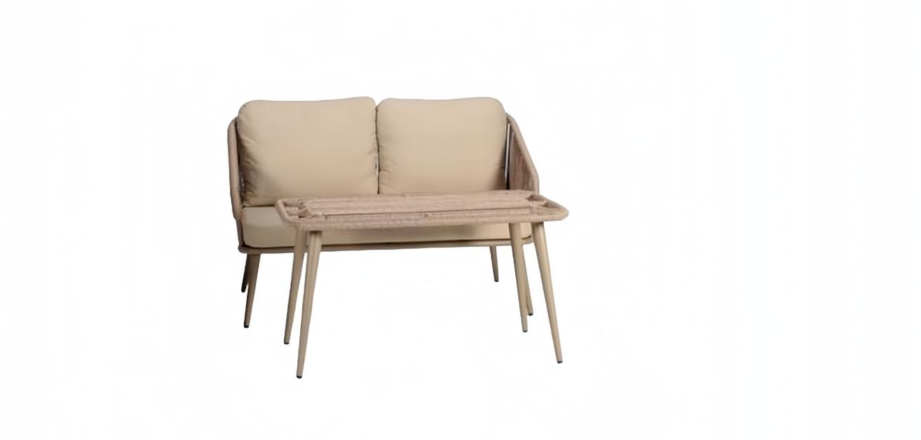 Moderne Beige Gartenmöbel Sessel Luxus Couchtisch Einrichtung Hochwertig