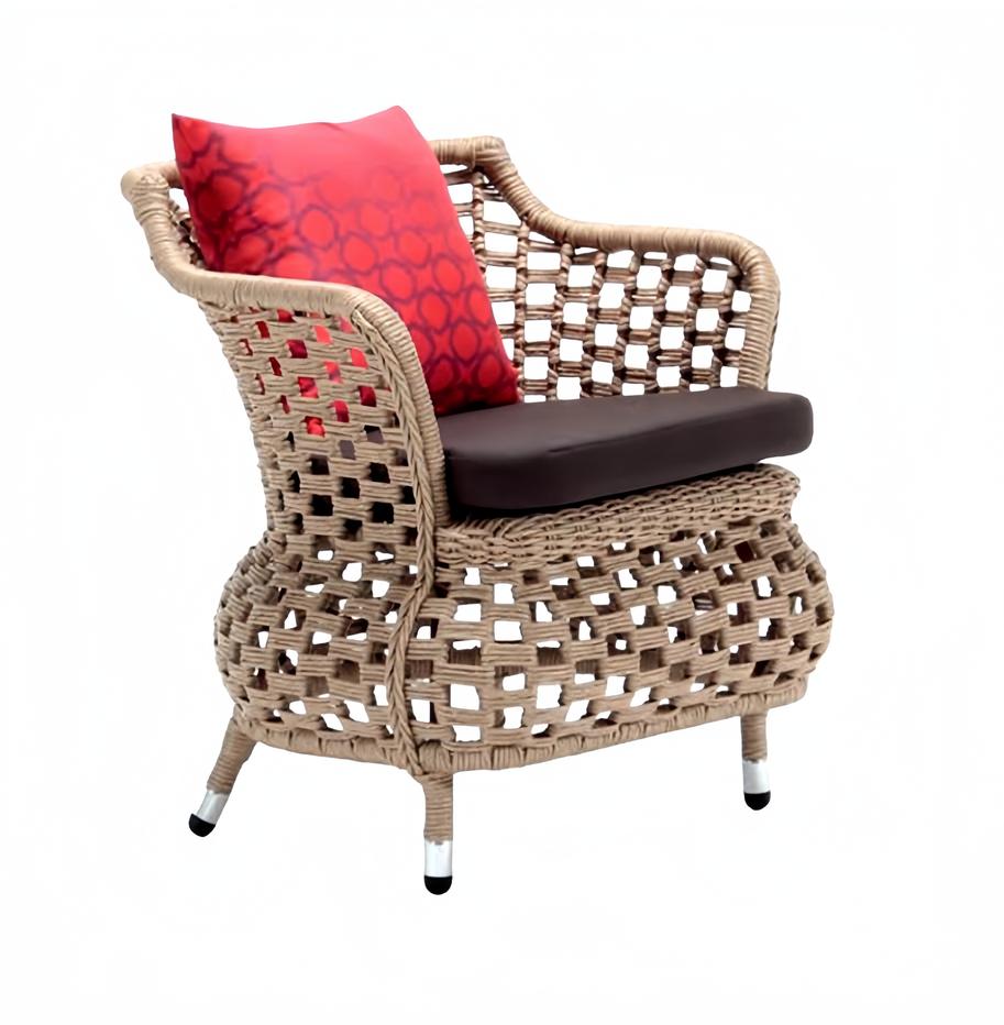 Luxuriöser moderner Rattan Sessel für die Terrasse Hochwertiger stilvoll braun
