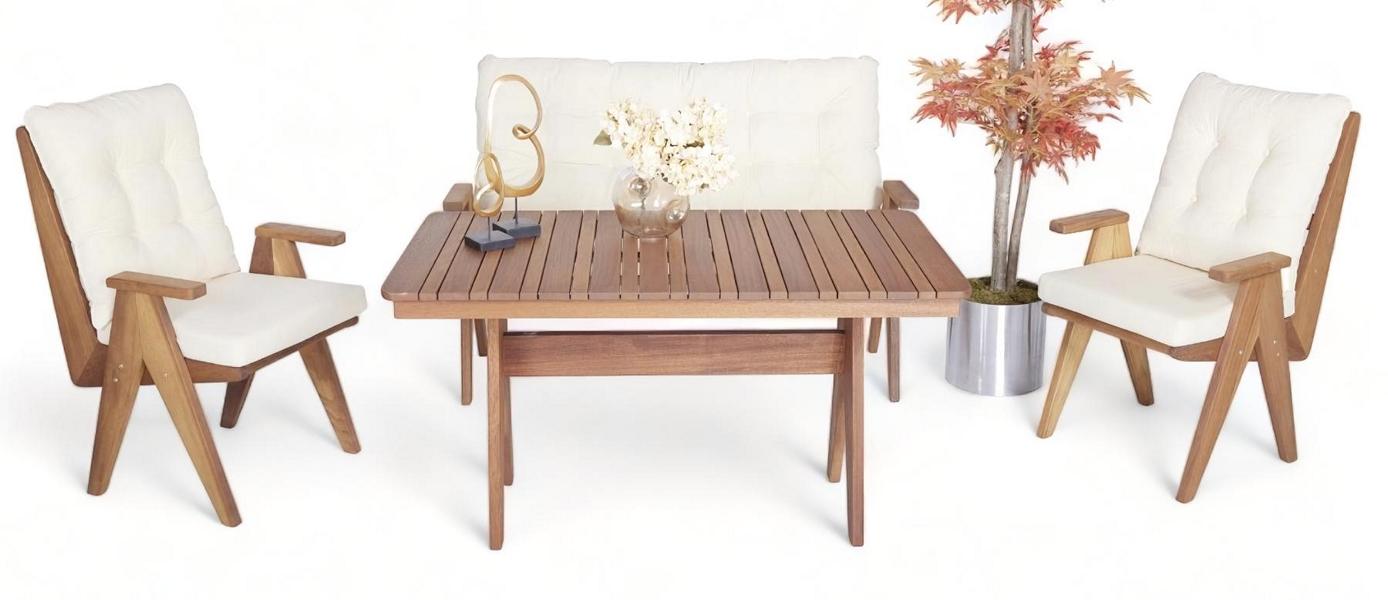 Moderne Gartenmöbel Komplett 4tlg Luxus Sofagarnitur 3+1+1 Sitzer Esstisch