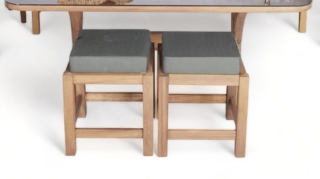 Polsterhocker Set 2x Hocker Gartenhocker Holzhocker Sitzhocker 40x40