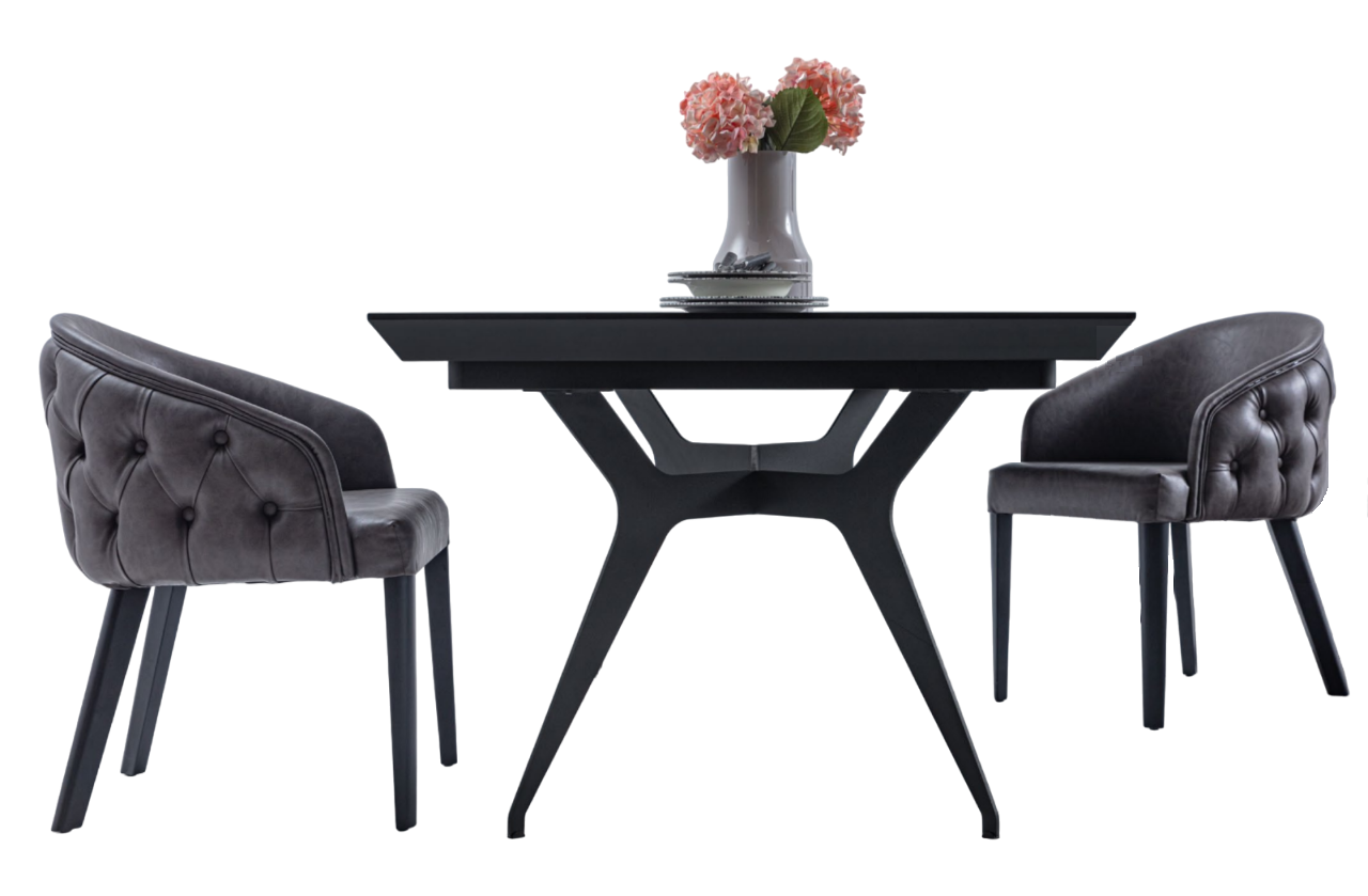 Luxus Set Esstisch 6x Stühle Designer Leder Sitz Modernes Esszimmer