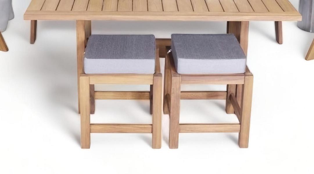 Modernes Set 2x Hocker Gartenhocker Polsterhocker Holzhocker Designhocker