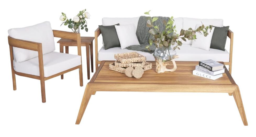 Sofagarnitur 3+1 Sitzer Gartenmöbel Set Holz Couchtisch Designer Terrassenmöbel