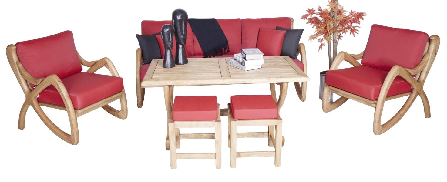 Designer Outdoor Garnitur Sofagarnitur Robuster Esstisch Edle Garten 2x Hocker