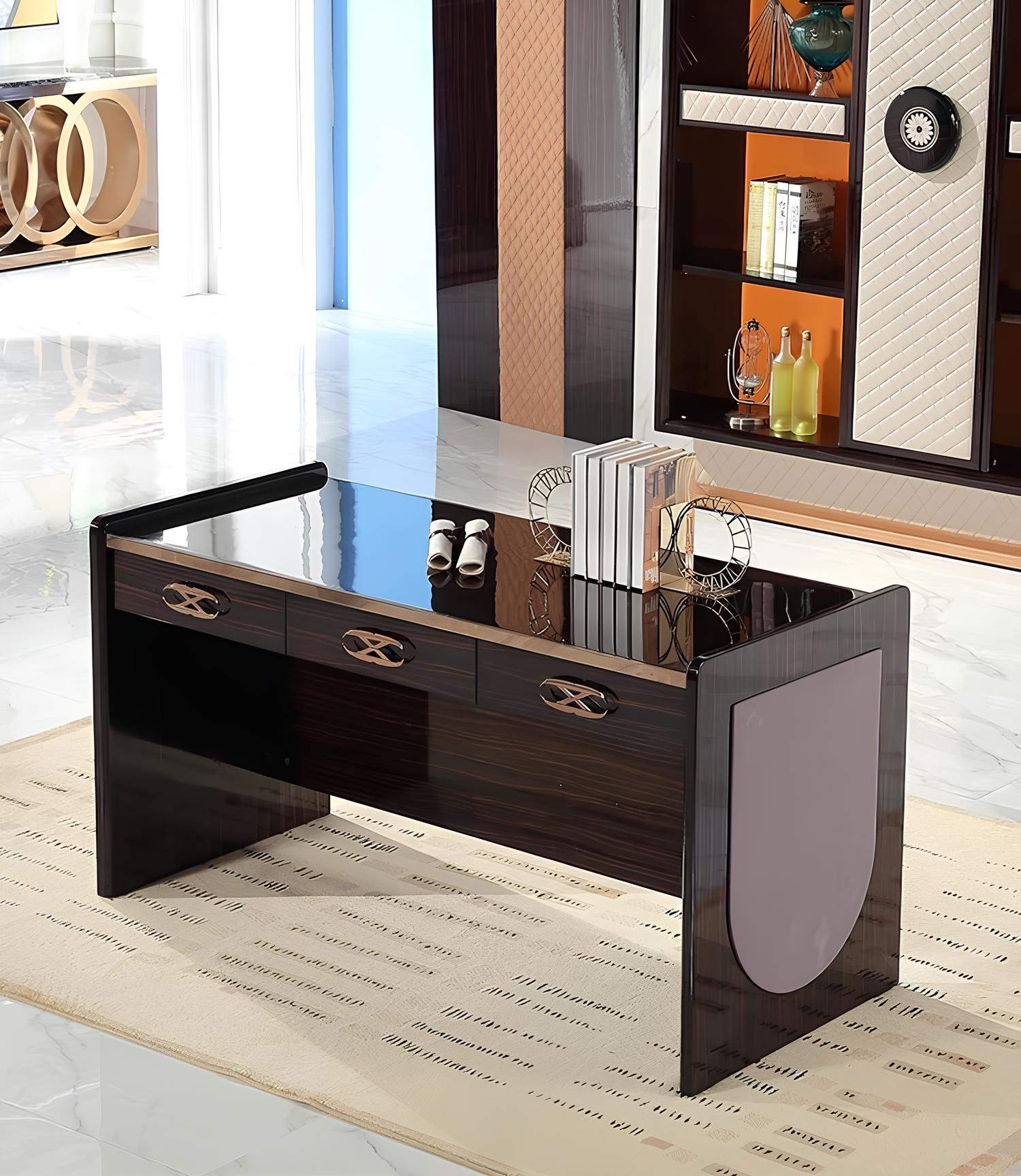Design Tisch Sekretär Luxus Schreib Möbel Metall Hochglanz Tische Office Büro