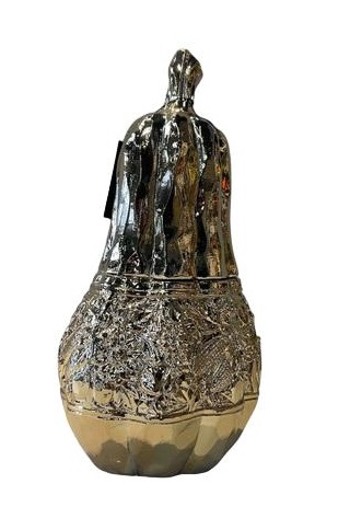 Design Gemusterter Kürbis Skulptur Vergoldet Figuren Skulpturen Dekoration Neu