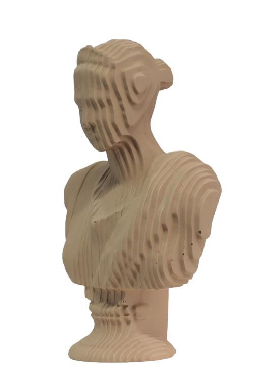Design Gestreifte Damenbüste Figur Statue Skulpturen Figuren Dekoration 48 cm
