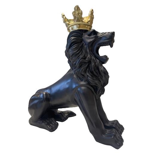 Modern Löwe mit Krone Skulptur Kunststoff Dekorative Figur 80x70 cm Statuen Neu