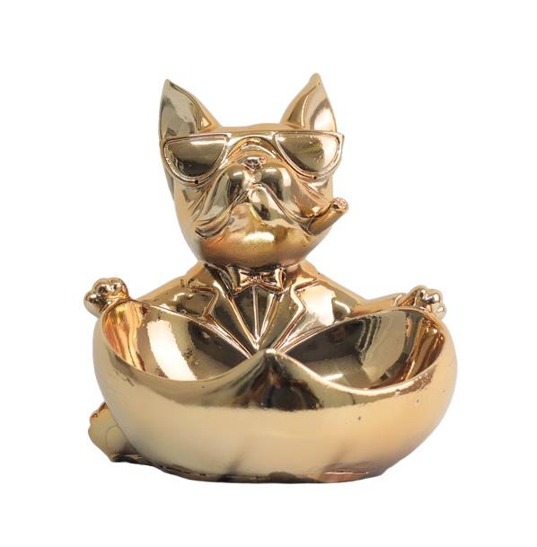 Design Schüssel mit Hund Figur Statue Skulptur Figuren Skulpturen Dekoration Neu