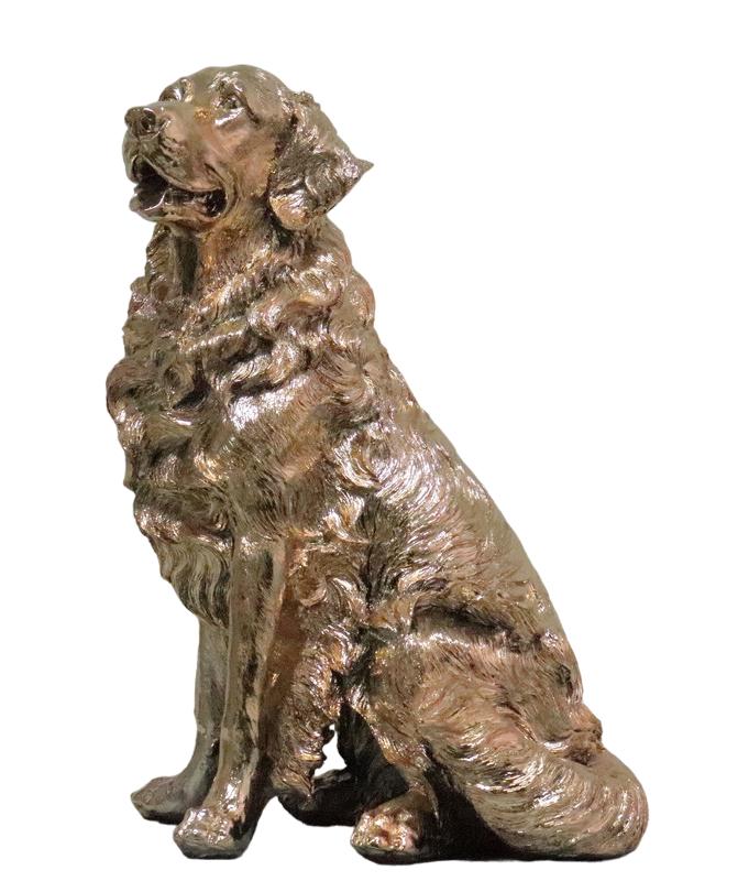 Hund Skulptur Wohnzimmer Skulpturen Figur Figuren Vergoldet Skulptur 50 cm Neu