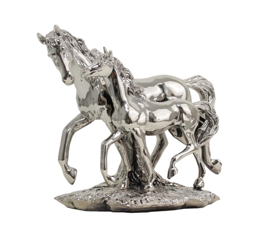 Design Pferd mit Fohlen Figur Statue Skulptur Figuren Skulpturen Dekoration Deko