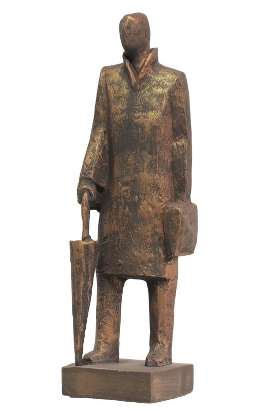 Design Herr mit Regenschirm Figur Statue Skulptur Figuren Skulpturen Dekoration