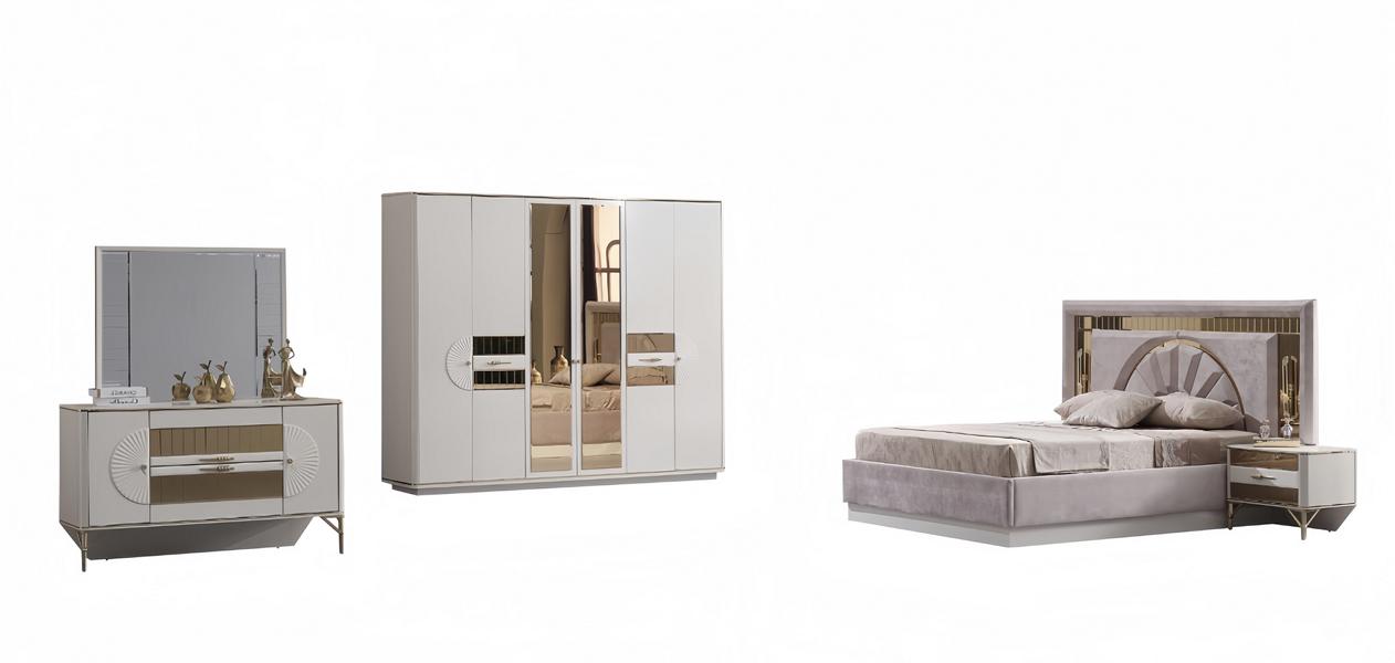 Schlafzimmer Komplettset Bett Set Möbel Gäste Zimmer Schrank Garnitur 5tlg.