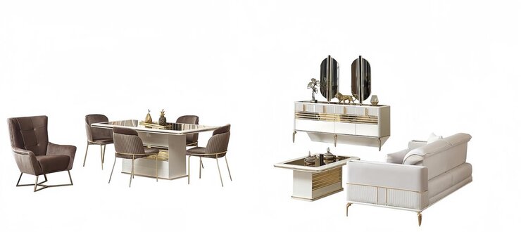 Luxus Esszimmer Wohnzimmer Einrichtung Komplette Garnitur 10tlg Möbel Set
