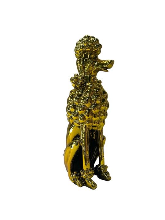 Modern Skulptur Pudel Kunststoff Dekorative Vergoldet Figur 60 cm Statuen Neu
