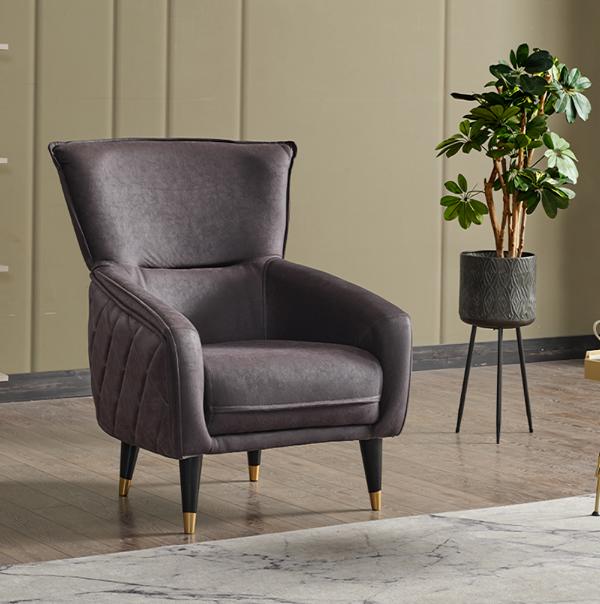 Design Sessel Couch Polster Luxus 1 Sitzer Grau Hochwertig Einsitzer Modern